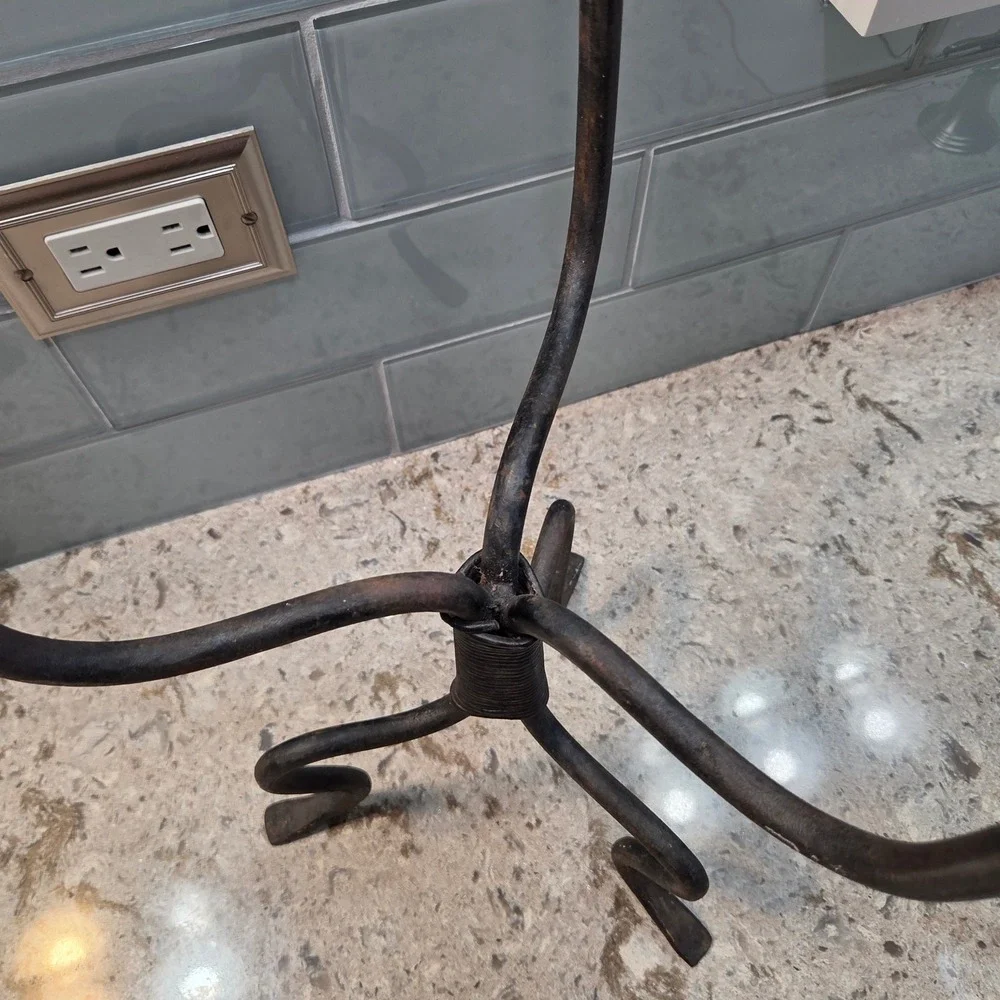 Vintage Iron 3 Lite Candelabra Rustic Gothic Primitive Farmhouse Candle Holder